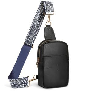Vegan Leather Sling Bag - Small Trendy Casual Adjustable Detachable Shoulder B)